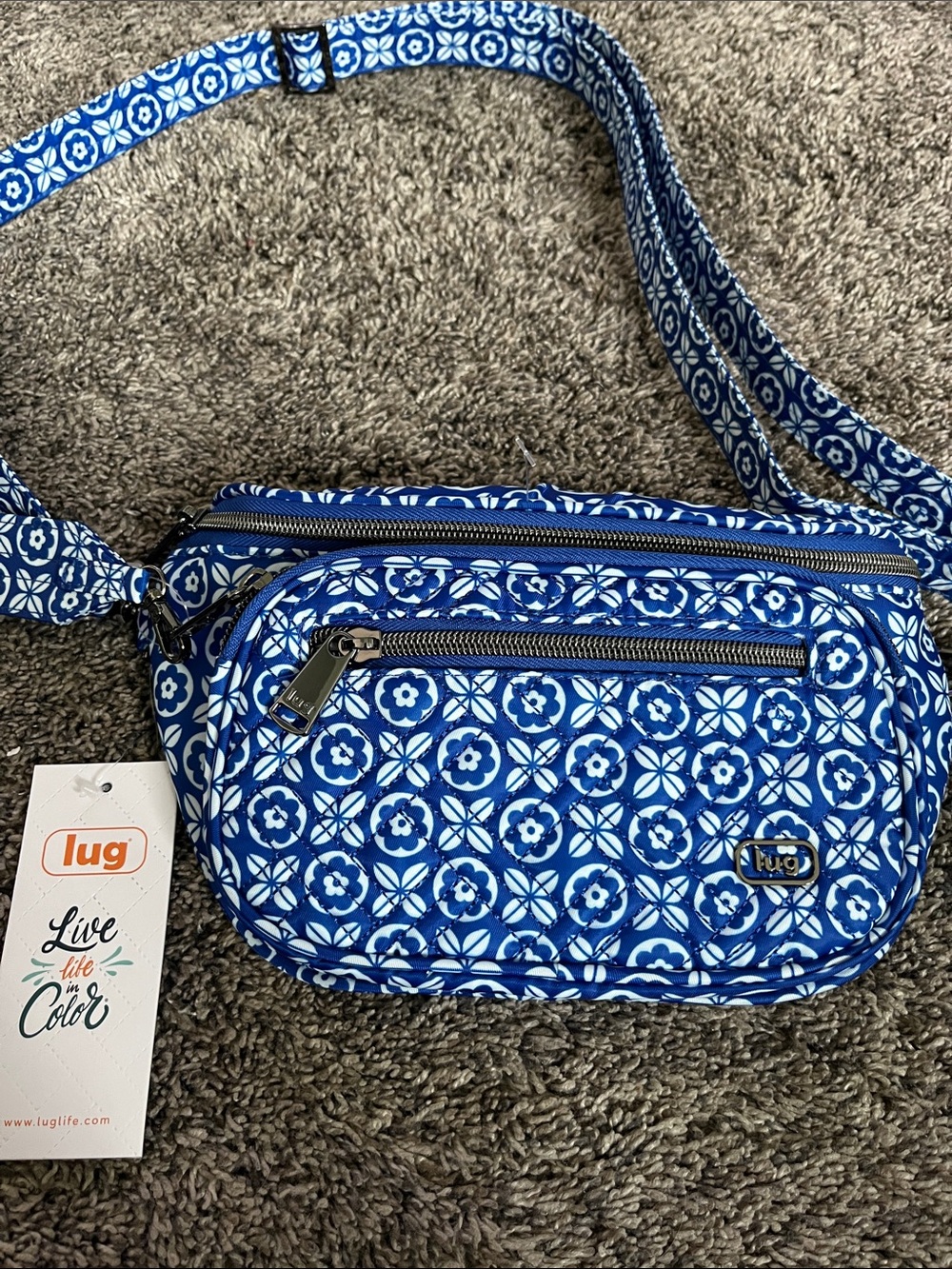 lug Blue Floral-Geometric Crossbody Bag